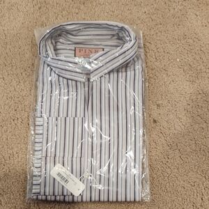 Thomas Pink Blue and White Striped Button Down Shirt